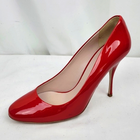 Miu Miu Prada Red Patent Stiletto Heels Pumps 38.5 - Picture 2 of 13